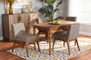 Larine Gravel Fabric Upholstered and Walnut Brown 5-Piece Dining Set Baxton