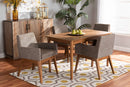 Malvina Gravel Fabric Upholstered and Walnut Brown 5-Piece Dining Set Baxton