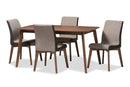 Sariah Beige and Brown Fabric 5-Piece Dining Set Baxton