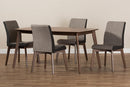 Sariah Beige and Brown Fabric 5-Piece Dining Set Baxton