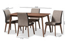 Sariah Beige and Brown Fabric 5-Piece Dining Set Baxton