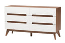 Abbey Two-Tone White and Walnut Brown 3-Piece Storage Set Baxton