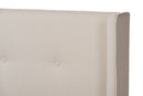 Calder Walnut Wood Beige Fabric King Size Platform Bed Baxton