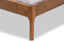 Calder Walnut Wood Beige Fabric King Size Platform Bed Baxton