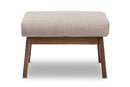 Netherlands Walnut Wood Light Gray Fabric Ottoman Baxton