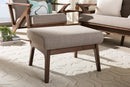 Netherlands Walnut Wood Light Gray Fabric Ottoman Baxton