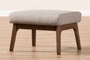 Netherlands Walnut Wood Light Gray Fabric Ottoman Baxton