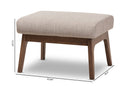 Netherlands Walnut Wood Light Gray Fabric Ottoman Baxton