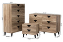 Ancel Two-Tone Black and Light Brown 3-Piece Storage Set Baxton