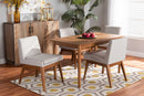 Larine Greyish Beige Fabric Upholstered and Walnut Brown 5-Piece Dining Set Baxton