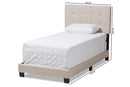 Evania Beige Fabric Twin Size Bed Baxton