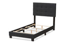 Evania Charcoal Gray Fabric Twin Size Bed Baxton