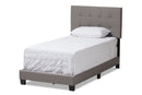 Evania Light Gray Fabric Twin Size Bed Baxton