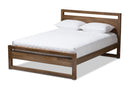 Serge Solid Walnut Wood Open Frame Style King Size Platform Bed Baxton