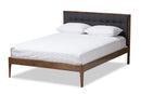 Selby Gray Fabric Upholstered Button-Tufted King Size Platform Bed Baxton
