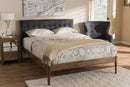 Selby Gray Fabric Upholstered Button-Tufted King Size Platform Bed Baxton