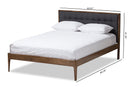 Selby Gray Fabric Upholstered Button-Tufted King Size Platform Bed Baxton