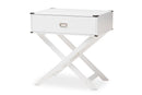 Liese White 1-Drawer Wooden End Table Baxton