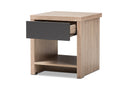 Nevan Two-Tone Oak and Gray Wood 1-Drawer 1-Shelf Nightstand Baxton