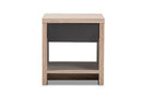 Nevan Two-Tone Oak and Gray Wood 1-Drawer 1-Shelf Nightstand Baxton