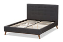 Genna Dark Gray Fabric Full Size Platform Bed Baxton