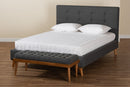 Genna Dark Gray Fabric Upholstered Full Size 2Pc Bedroom Set Baxton
