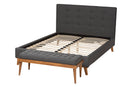 Genna Dark Gray Fabric Upholstered Full Size 2Pc Bedroom Set Baxton