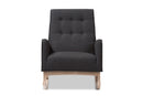 Helio Dark Gray Fabric Upholstered Whitewash Wood Rocking Chair Baxton