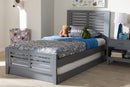 Heaton Mission Style Grey-Twin Platform Bed w/Trundle Baxton