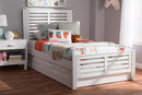 Heaton Mission Style White-Twin Platform Bed w/Trundle Baxton