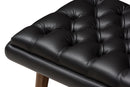 Vigo Black Faux Leather Upholstered Walnut Ottoman Baxton