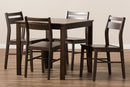 Nadira Walnut-Finished 5-Piece Dining Set Baxton