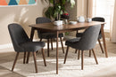 Catia Dark Gray Fabric Upholstered Walnut 5-Piece Dining Set Baxton