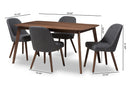 Catia Dark Gray Fabric Upholstered Walnut 5-Piece Dining Set Baxton