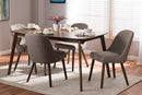 Catia Light Gray Fabric Upholstered Walnut 5-Piece Dining Set Baxton