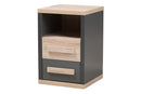 Calida Dark Gray and Light Brown Two-Tone 2-Drawer Nightstand Baxton