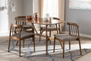 Fabrico Walnut Wood 5-Piece Dining Set Baxton