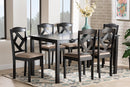Emiko Sand Fabric Upholstered and Dark Brown 7-Piece Dining Set Baxton