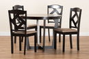 Rylie Sand Fabric Upholstered and Dark Brown 5-Piece Dining Set Baxton