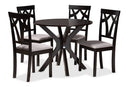 Nellie Gray Fabric Upholstered and Dark Brown 5-Piece Dining Set Baxton