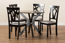 Nellie Gray Fabric Upholstered and Dark Brown 5-Piece Dining Set Baxton