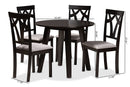 Pita Gray Fabric Upholstered and Dark Brown 5-Piece Dining Set Baxton