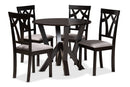 Millani Gray Fabric Upholstered and Dark Brown 5-Piece Dining Set Baxton