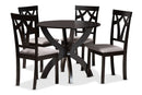 Fiana Gray Fabric Upholstered and Dark Brown 5-Piece Dining Set Baxton