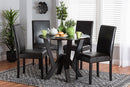 Elegant Modern Espresso Brown Faux Leather and Wood 5-Piece Dining Set Baxton