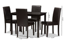 Townsend Dark Brown Faux Leather Upholstered 5-Piece Dining Set Baxton