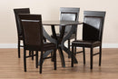 Clare Dark Brown Faux Leather Upholstered and Dark Brown 5-Piece Dining Set Baxton