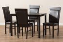 Agustus Dark Brown Faux Leather Upholstered 5-Piece Dining Set Baxton