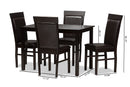 Agustus Dark Brown Faux Leather Upholstered 5-Piece Dining Set Baxton
