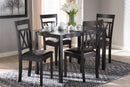 Milagra Dark Brown Faux Leather Upholstered 5-Piece Dining Set Baxton